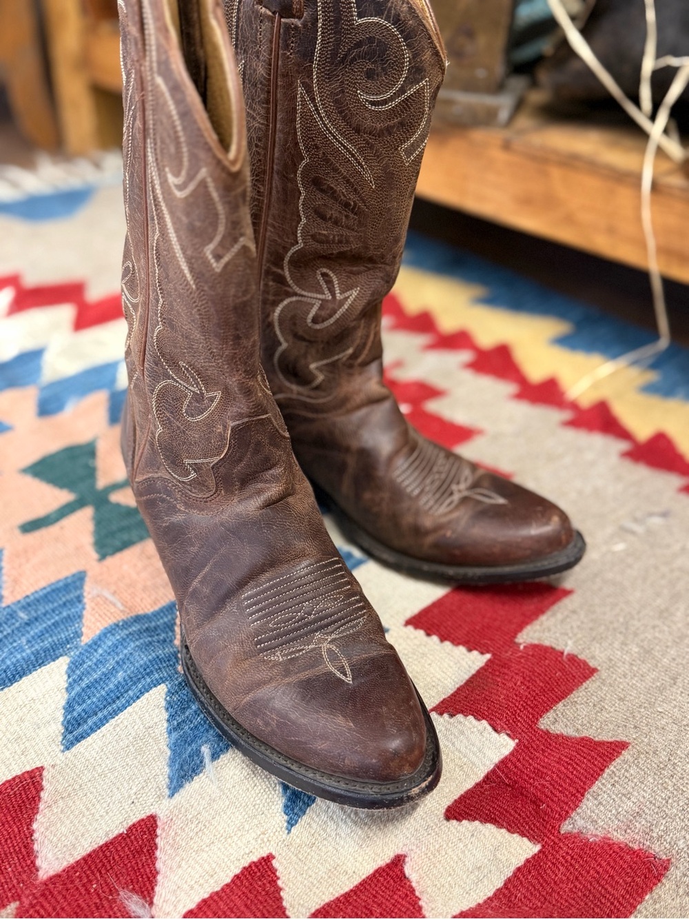 J.B. Dillon Brown Leather Western Cowboy Boots